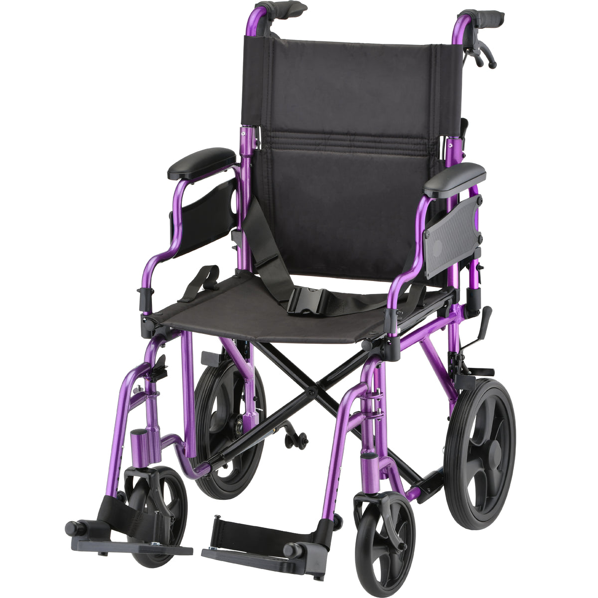Lightweight Transport Chair with Removable Arms and Swing Away Footrests