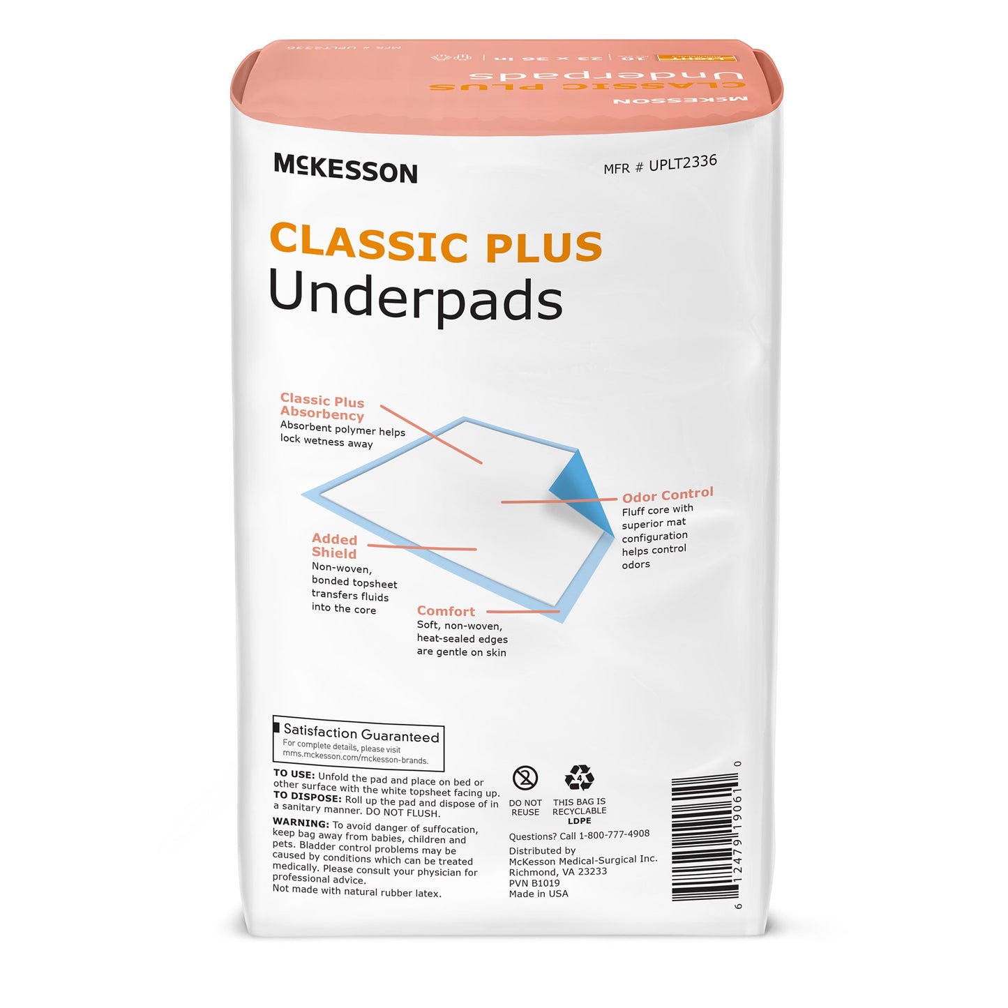 McKesson Classic Plus Underpad 23 x 36