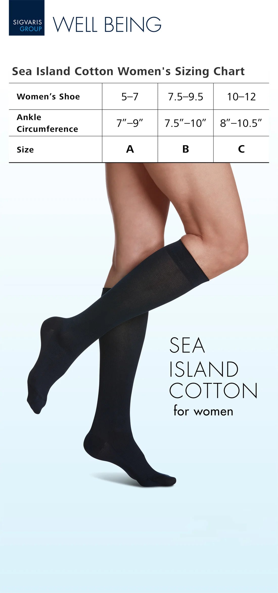 Sea Island Cotton for Women Calf Compression Socks (151 A,B,C)