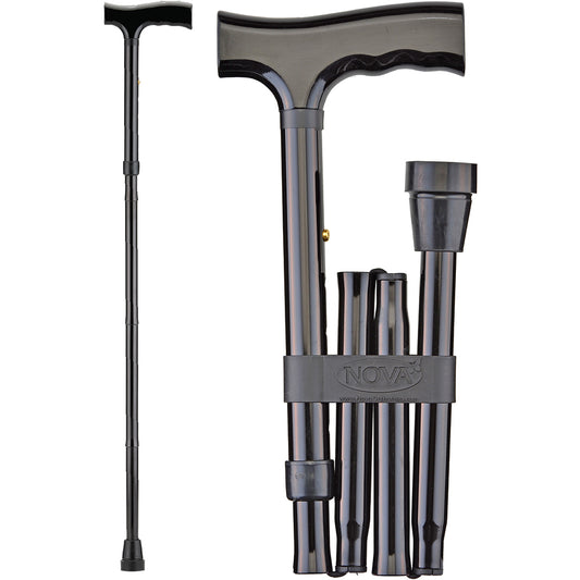 Folding Cane with Wood Grip Handle