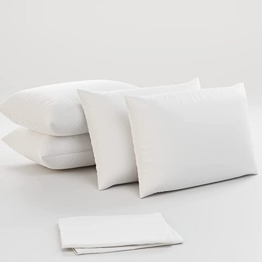 Pillow Protectors Cases Covers Standard 20x26 Zippered Set White Soft Brushed Microfiber 4/ pac per /set