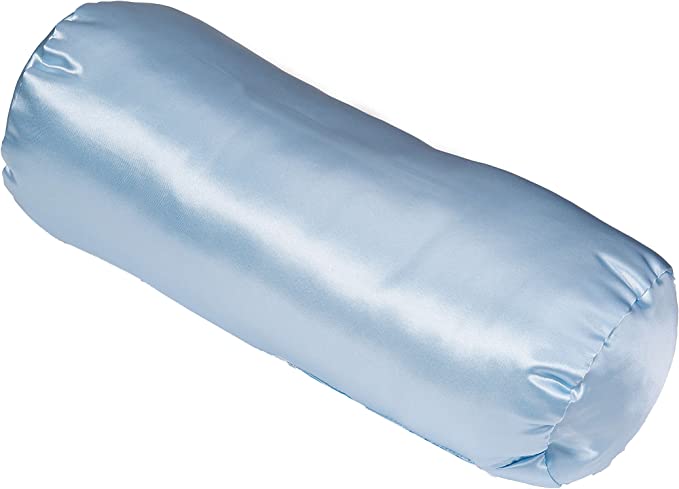 Cervical Roll Neck Support Pillow for Spine and Neck Pain Relief, Blue Satin