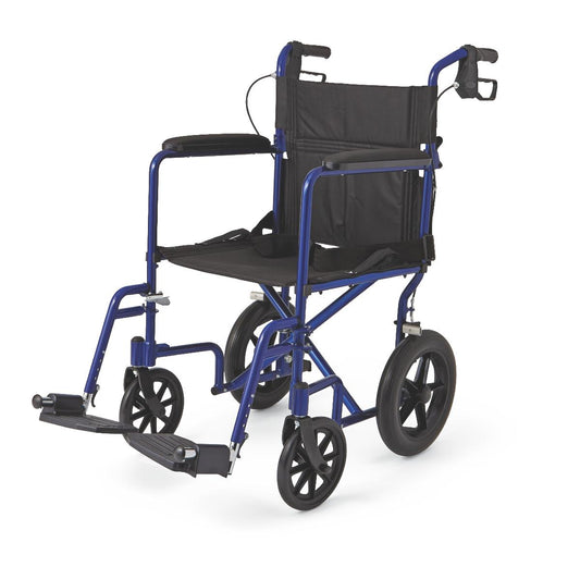 Basic Aluminum Transport Chair with 12" Wheels 300# Weight Capacity