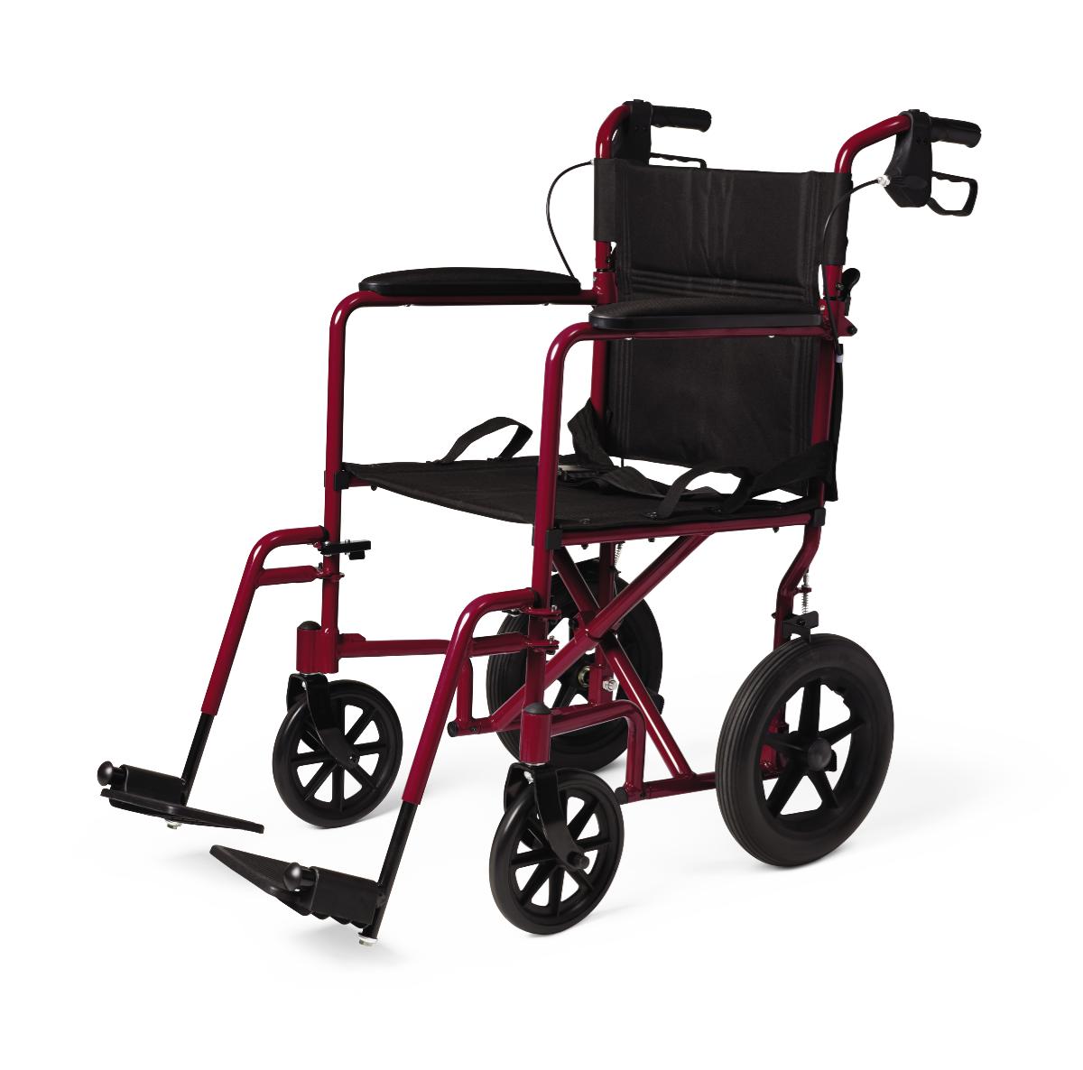 Basic Aluminum Transport Chair with 12" Wheels 300# Weight Capacity