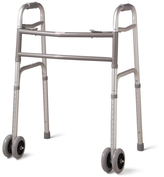 Heavy Duty Folding Walker with dual 5" front wheels