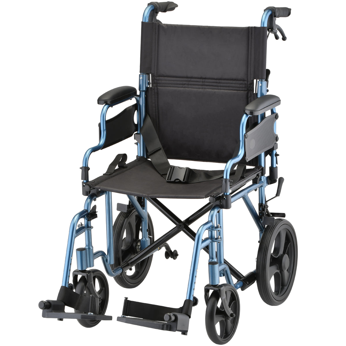 Lightweight Transport Chair with Removable Arms and Swing Away Footrests