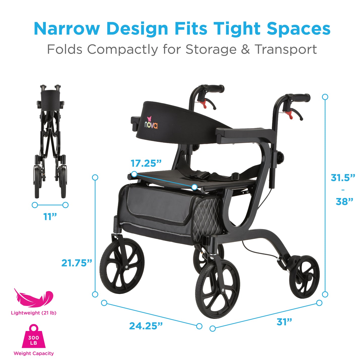 Gemini 2 in 1 Rollator Transport Chair