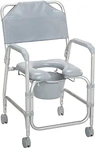 Aluminum Shower Chair and Commode with Casters