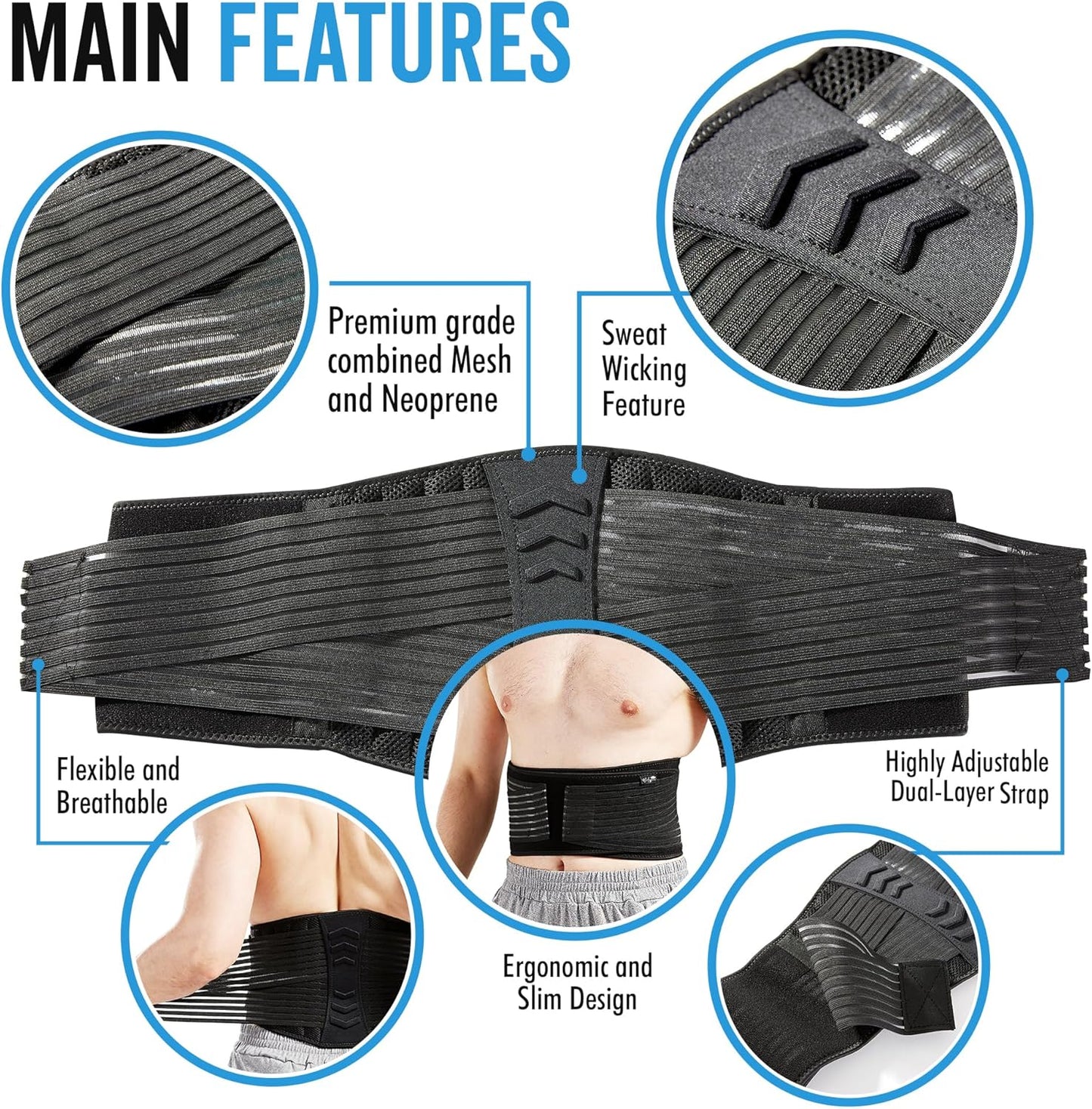 Bodyprox Lumbar Support Back Brace for Men & Women